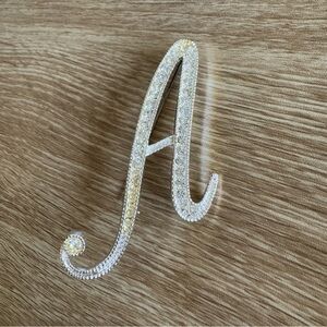 SILVER LETTER “A” PIN WITH RHINESTONES